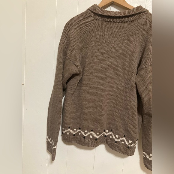 Vintage Ramie Cotton Knit Patchwork Cardigan Granny Sweater M - Picture 10 of 11